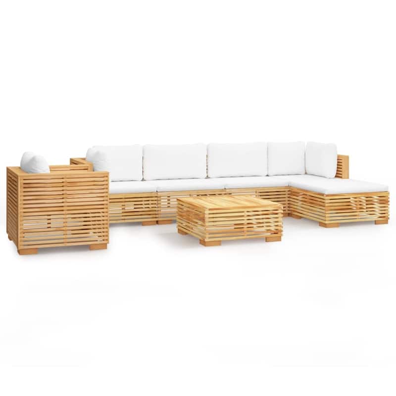 vidaXL 3 Piece Patio Lounge Set with Cushions Solid Wood Teak - 27.4" x 27.4" x 23.6"