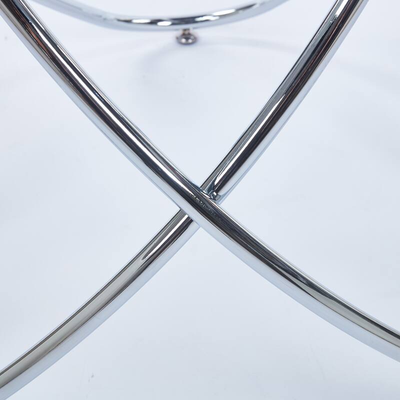 Dining Table With Chrome Metal Leg And Tempered Glass,Kitchen Table For Living Room,Metal Legs