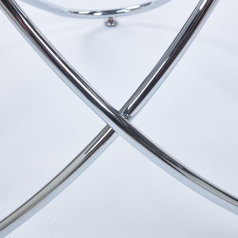 Dining Table with Tempered Glass Top & Metal Legs, Modern Round Kitchen Table for 2-4 People, Coffee Table for Small Space