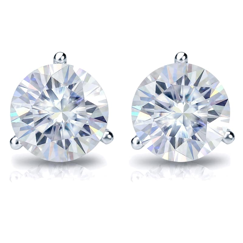 Auriya 1 1/2ctw Round Moissanite Stud Earrings 14k Gold Martini-set - 5.9 mm