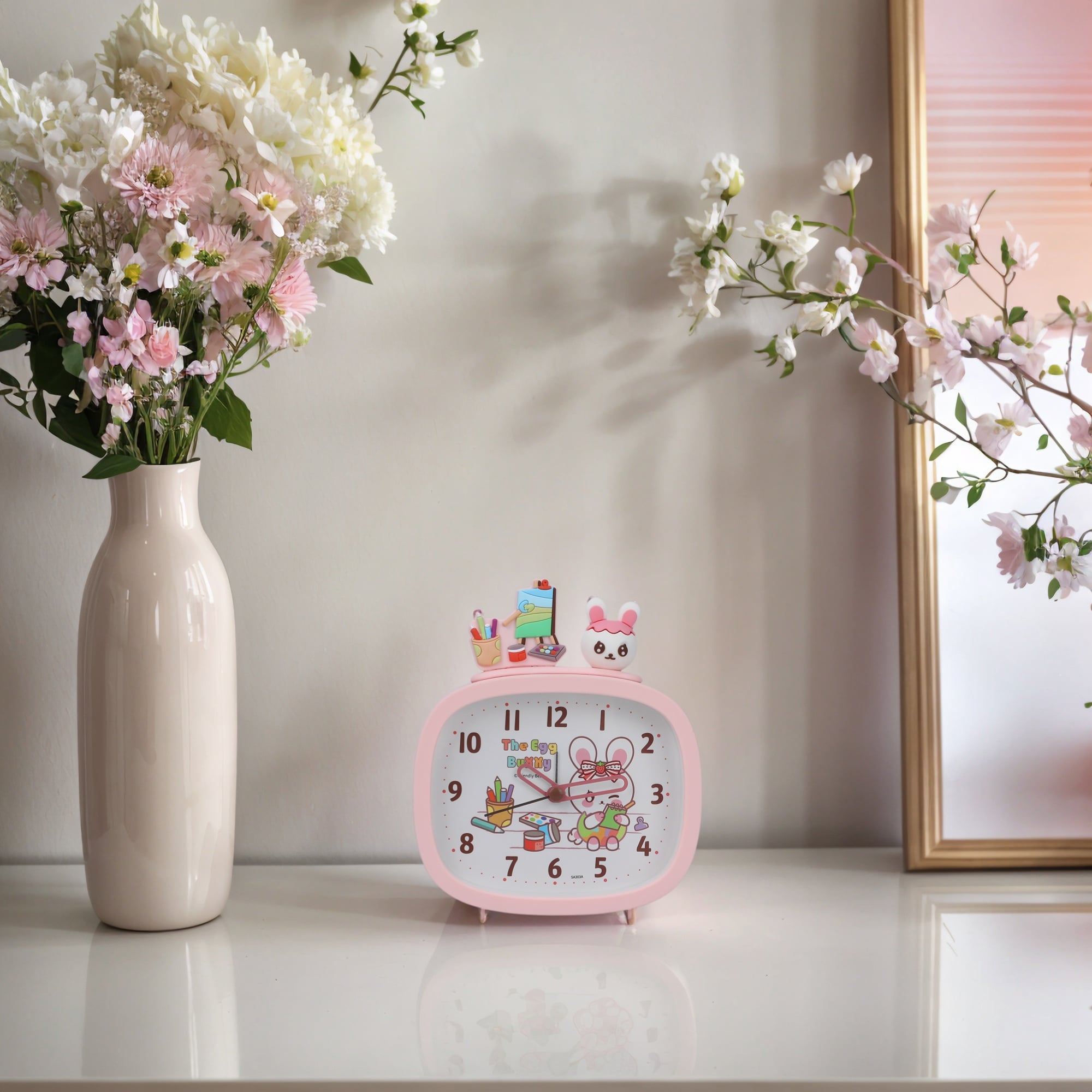 Cute Alarm Clock, Decorative 3D Animal Figurines, Cartoon Patterns, Silent Non-Tick for Teens - 5.5"L x 1.7"W x 4.7"H