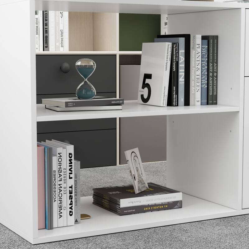 55" L-Shaped Computer Desk Storage Workstation for Productivity Style