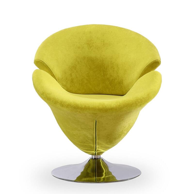 Manhattan Comfort Tulip Polished Chrome Velvet Swivel Accent Chair (Set of 2)