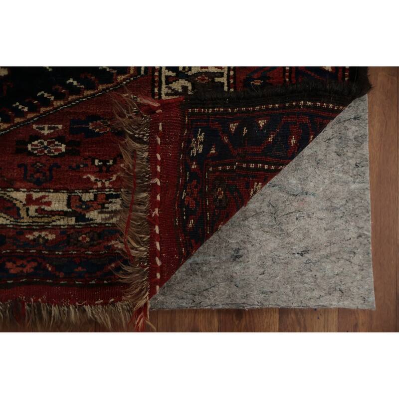 Hand Knotted Oriental 100% Wool Carpet Traditional Tribal Navy Blue & Blues Qashqai Area Rug - 9' 7'' X 4' 6''
