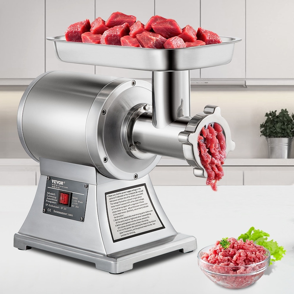 VEVOR Food Processor Electric Meat Grinder with 4-Wing Stainless Steel Blades - 8 Cup Bowels