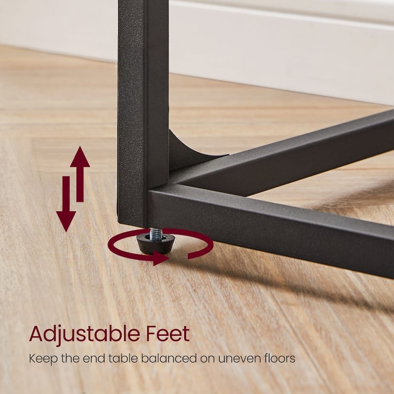 Steel Particleboard C Shaped Side Tables Set of 2 Slim Design for Small Spaces - 15.7" x 11.8" x 24.4"