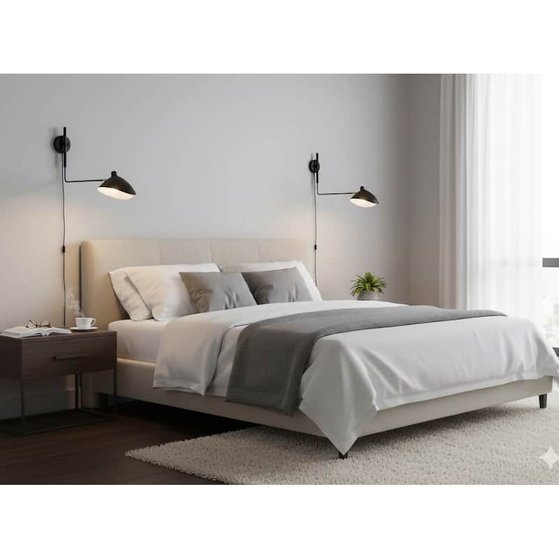 1-Light Matte Black Wall Sconce With A Black Aluminum Shade