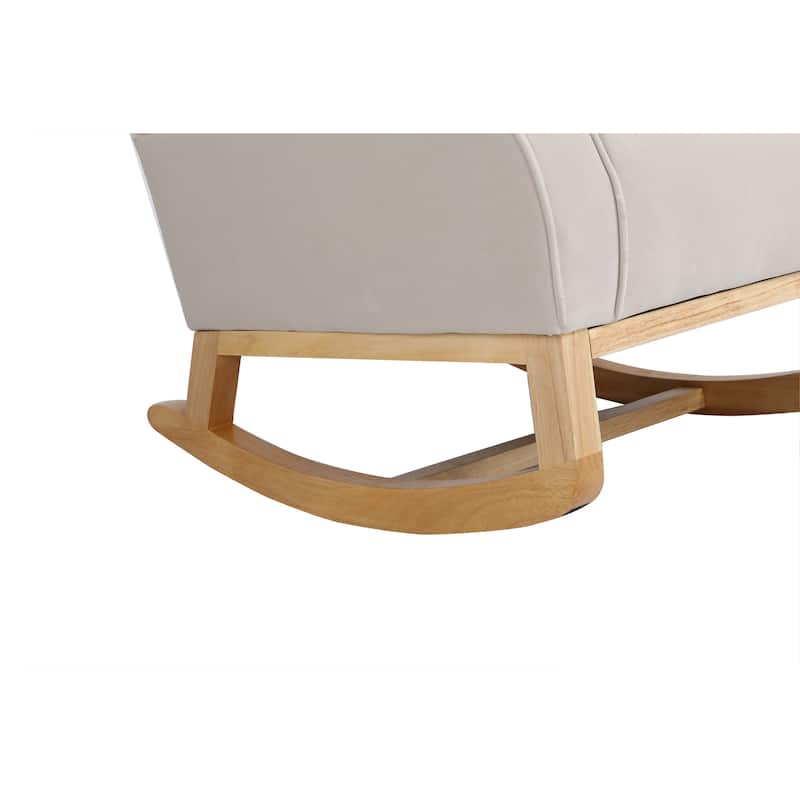 Nursery Rocking Chair with High Back, Modern Baby Room Rocker with Padded Seat, Comfortable Fabric Armchair