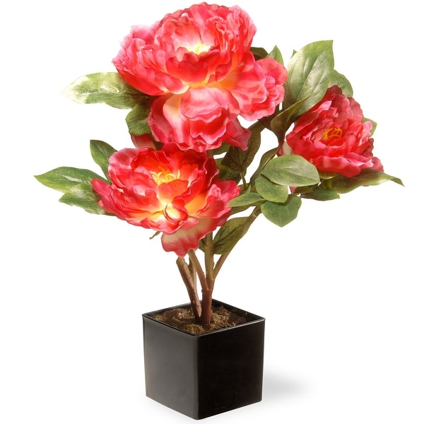 15" Potted Artificial Fuchsia Peony Flower - N/A
