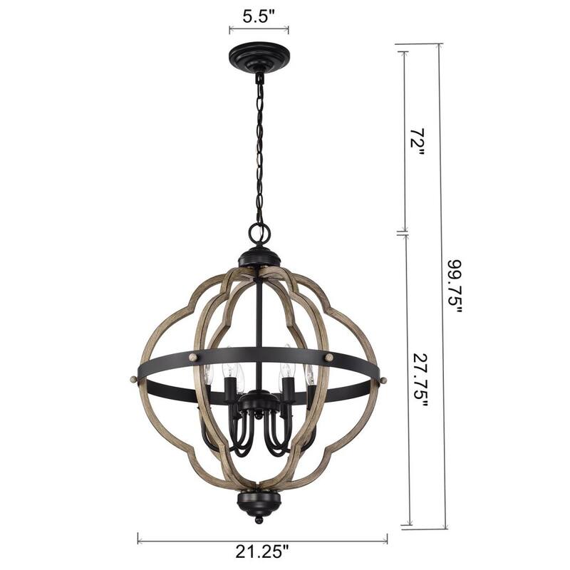 Allario 6 Light Farmhouse Candle Style Metal Chandelier 21" W - Antique Wood
