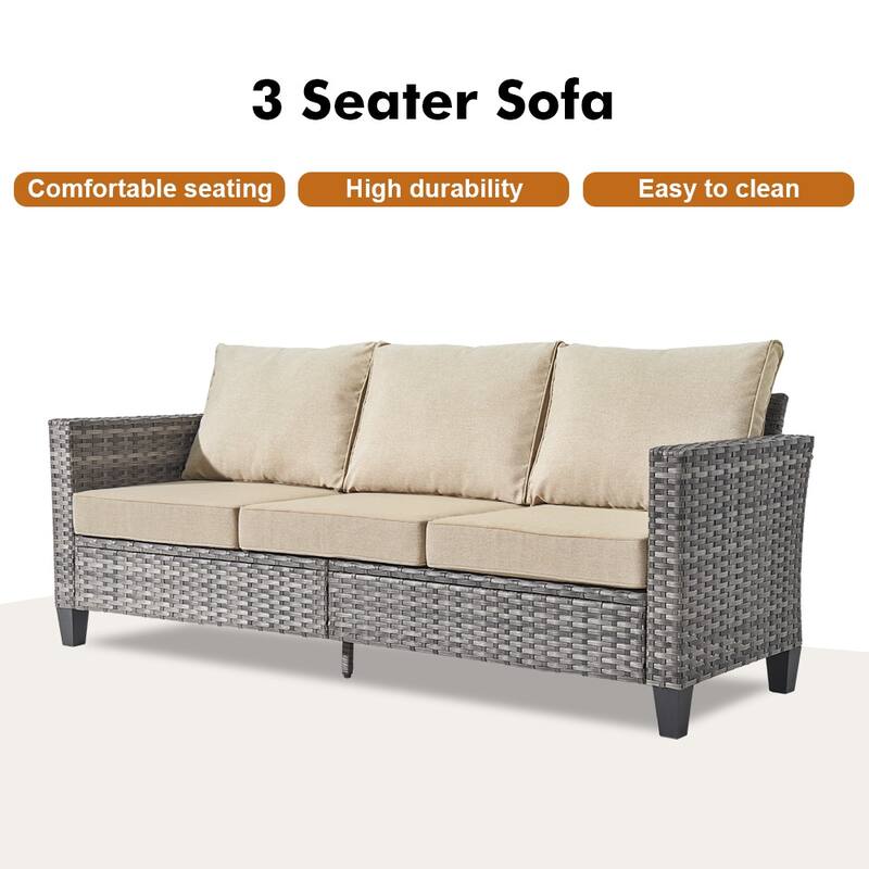 OVIOS 9-Piece Outdoor Wicker Conversation Set with Fire Pit