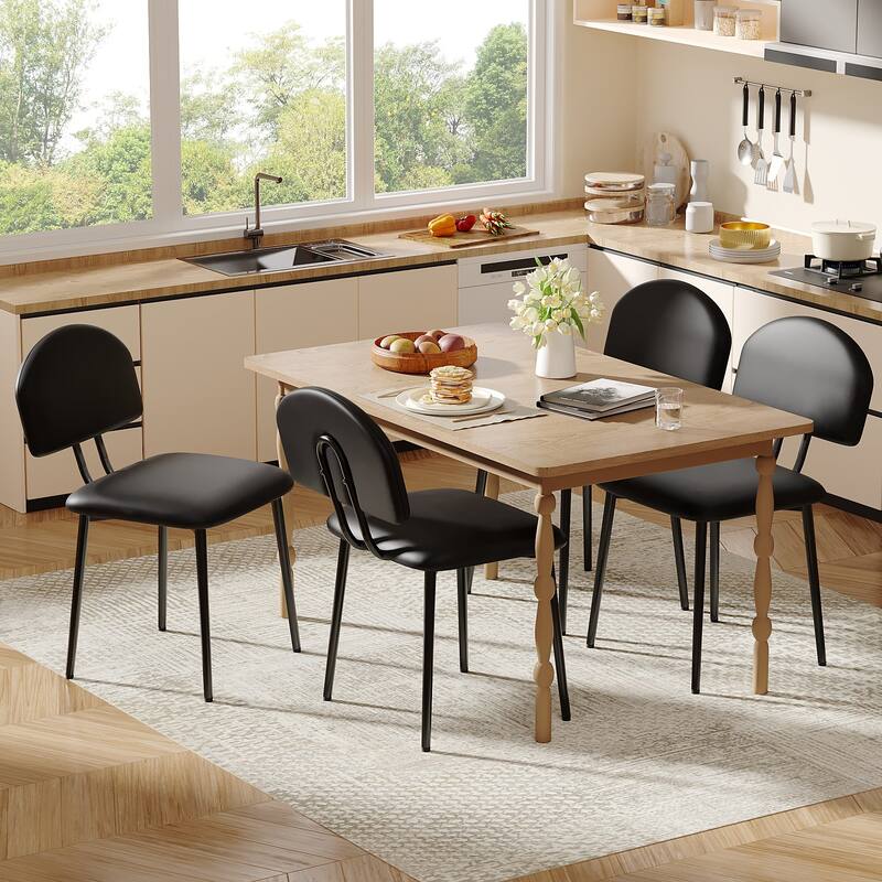 Javlergo Modern PU Leather Dining Chairs Set of 2 or 4 Upholstered Side Chairs Oval Back Compact Kitchen Chairs for Dining Room