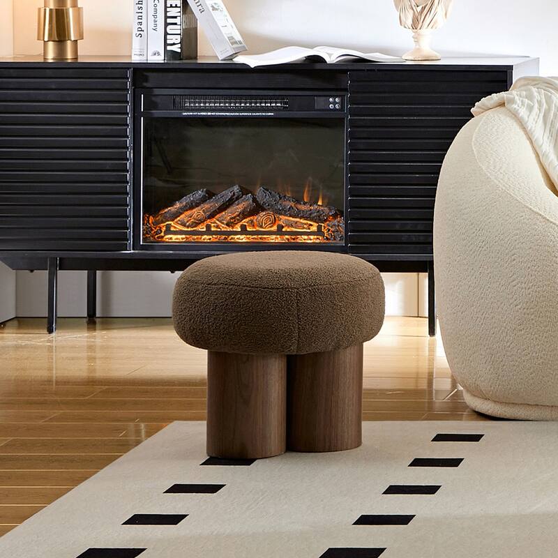 Modern Barrel Teddy Upholstered Mushroom Stool