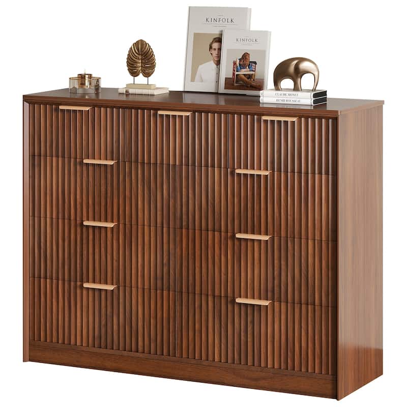 Modern Wooden 9-Drawer Dresser with Ample Storage - Walnut Wood