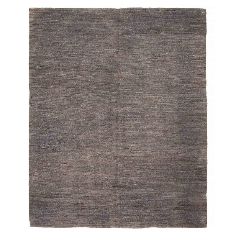 ECARPETGALLERY Flat-Weave Natural Grey Wool Tapestry Kilim - 6'5 x 8'2 - Dark Grey - 6'5 x 8'2