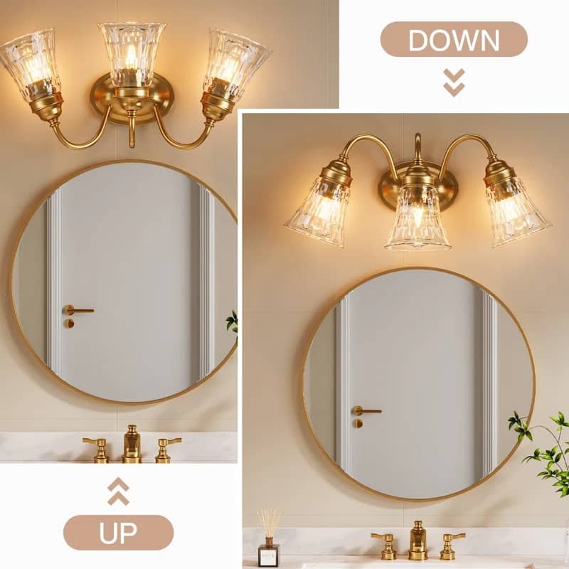 Brushed Nickel 3-Light Bathroom Vanity Light with Clear Glass Shades