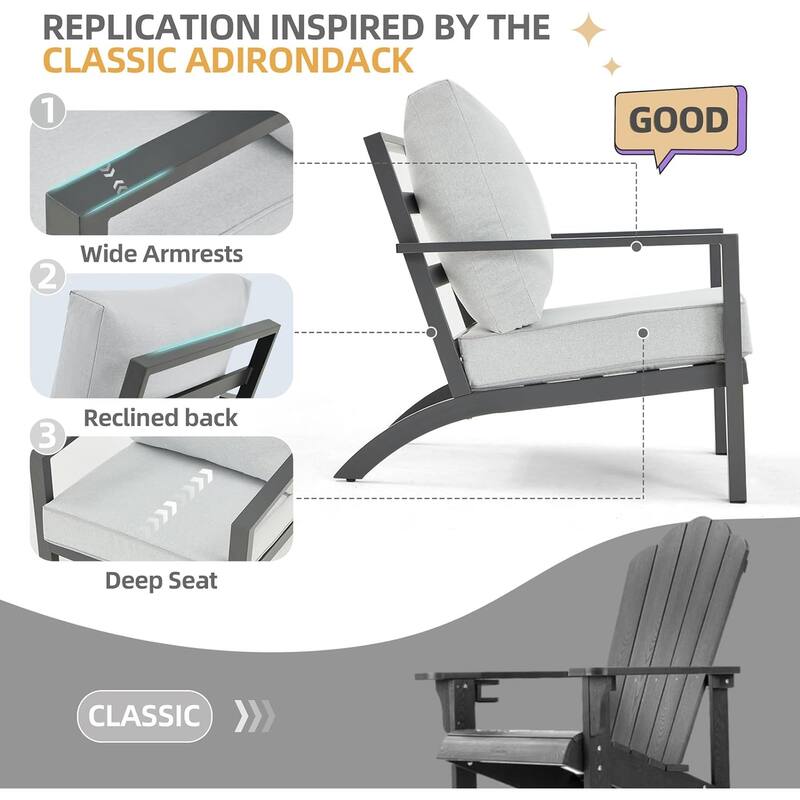 AECOJOY Aluminum Patio Furniture Set Outdoor Conversation Table and Chair