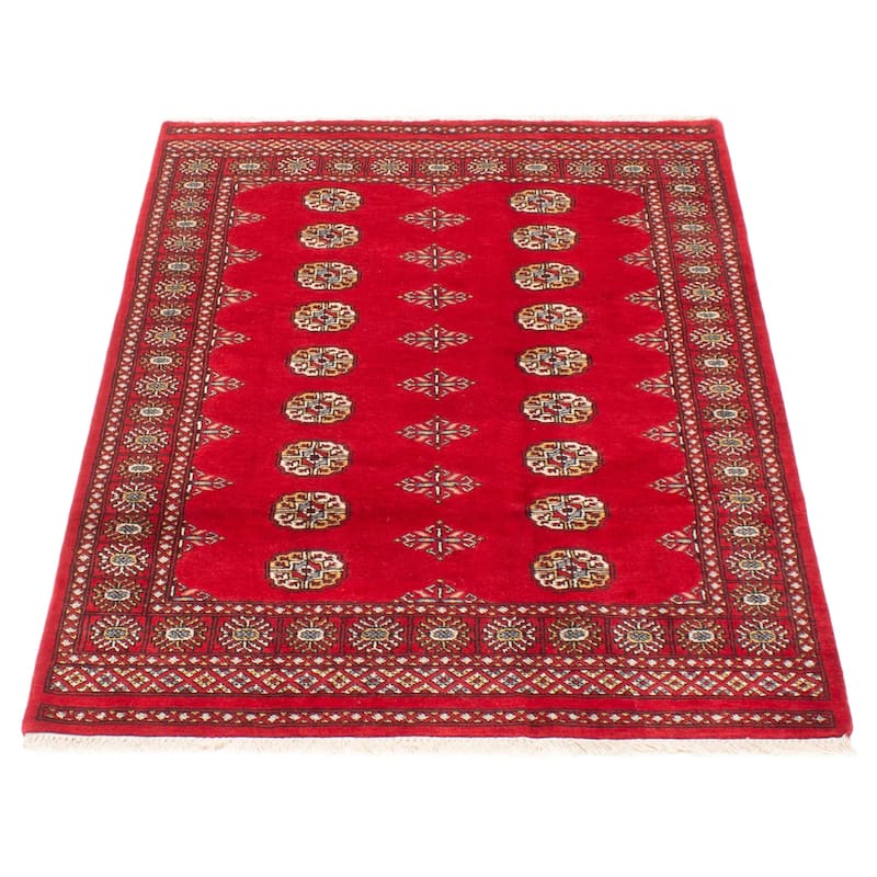 ECARPETGALLERY Hand-knotted Peshawar Bokhara Red Wool Rug - 4'1 x 5'10