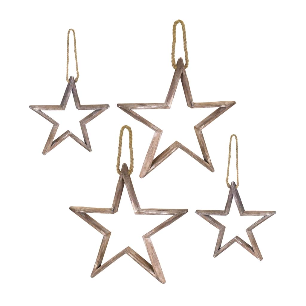 Wooden Star Ornament (Set of 4)