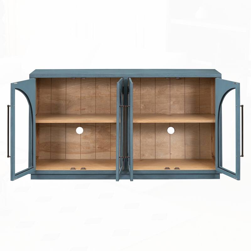 4-Door Large Storage Sideboard Buffet Cabinet with Glass Doors