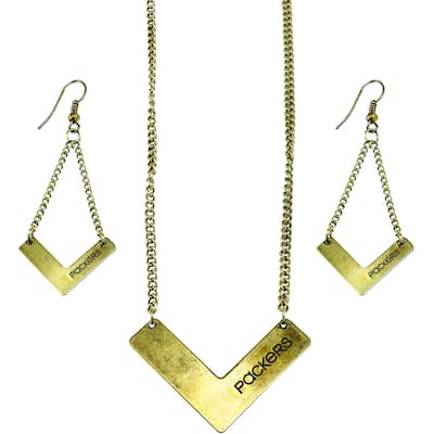 Green Bay Packers Chevron Jewelry Suite, Necklace and Earrings