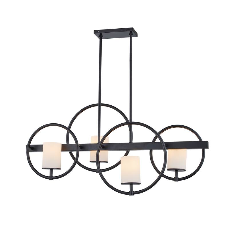 Cirque 4-Light Island Chandelier with Opal Glass Shade - Matte Black