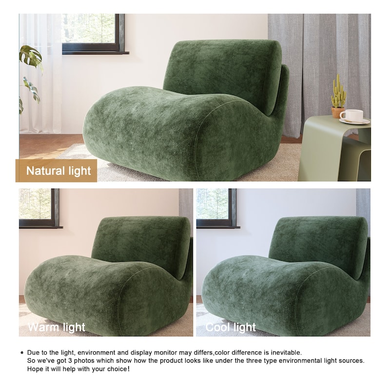 33'' W Swivel Armless Sponge Filling Bean Bag Accent Chair Lounger