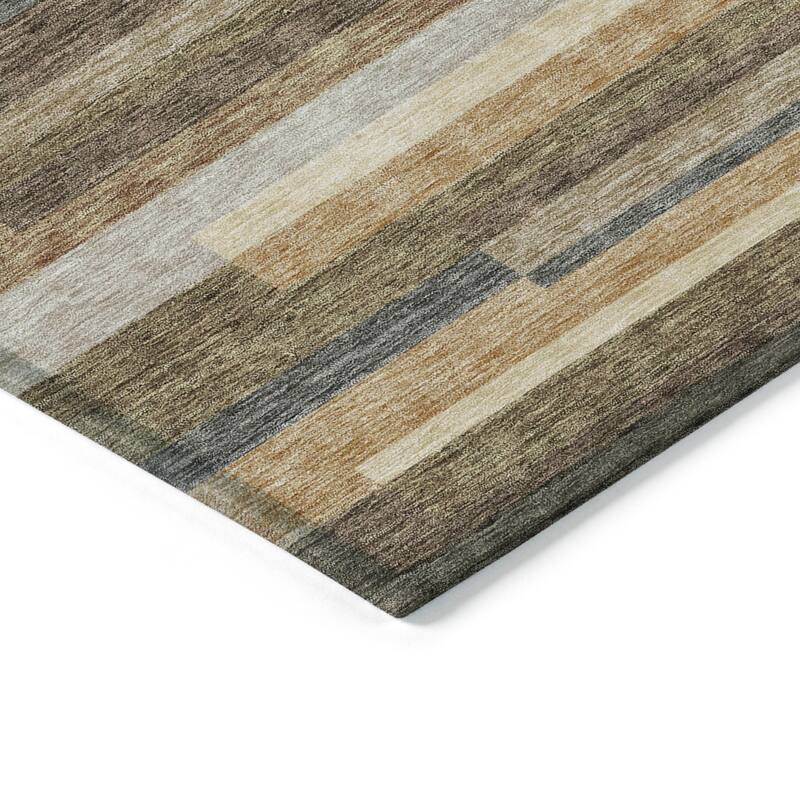 Machine Washable Indoor/ Outdoor Chantille Contempory Stripes Rug
