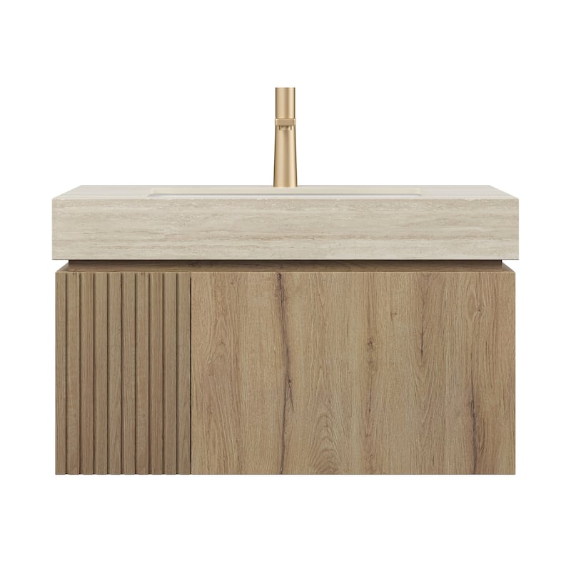 30" Bathroom Vanity with Sink, Wall-Mounted Plywood Bathroom Storage Cabinet with Drawer & Door