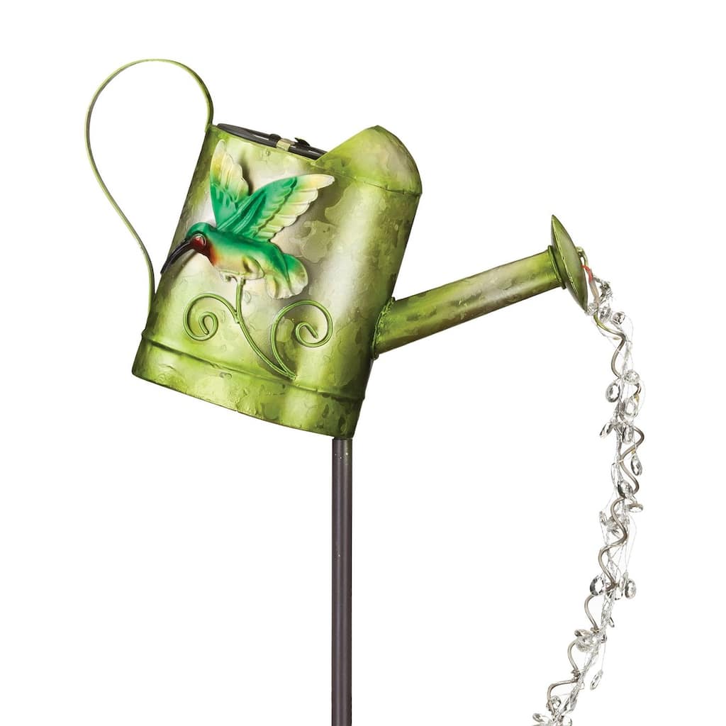 Watering Can Solar Stake - Hummingbird