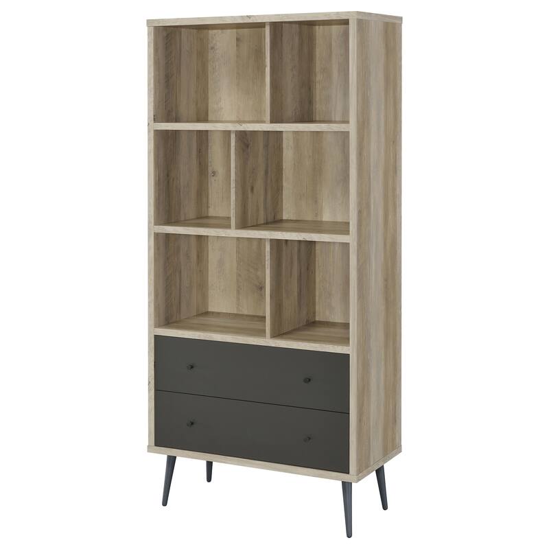 Maeve 70-inch 3-shelf Bookcase with Drawers Distressed Pine - 31.50" x 15.50" x 70.00"