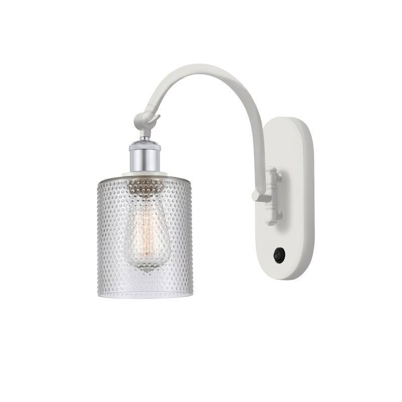 Innovations Lighting 518-1W-13-5 Cobbleskill Sconce Cobbleskill 13" - White and Polished Chrome / Clear