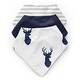 preview thumbnail 1 of 4, Woodland Deer Collection Fabric Bandana Baby Bibs (3 Pack Set) - Navy Blue and White Forest Animal Stag Antler