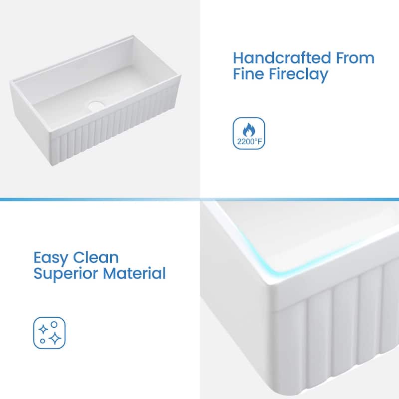 Pillar 33 Inch Kitchen Farmhouse Fireclay Workstation Sink