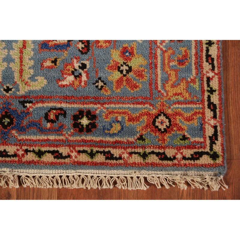 Light Blue Oushak Indian Foyer Rug Handmade Wool Carpet - 3'0"x 5'0"
