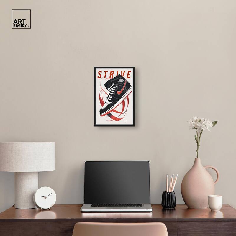 Red Ribbon Sneaker Canvas by Art Remedy
