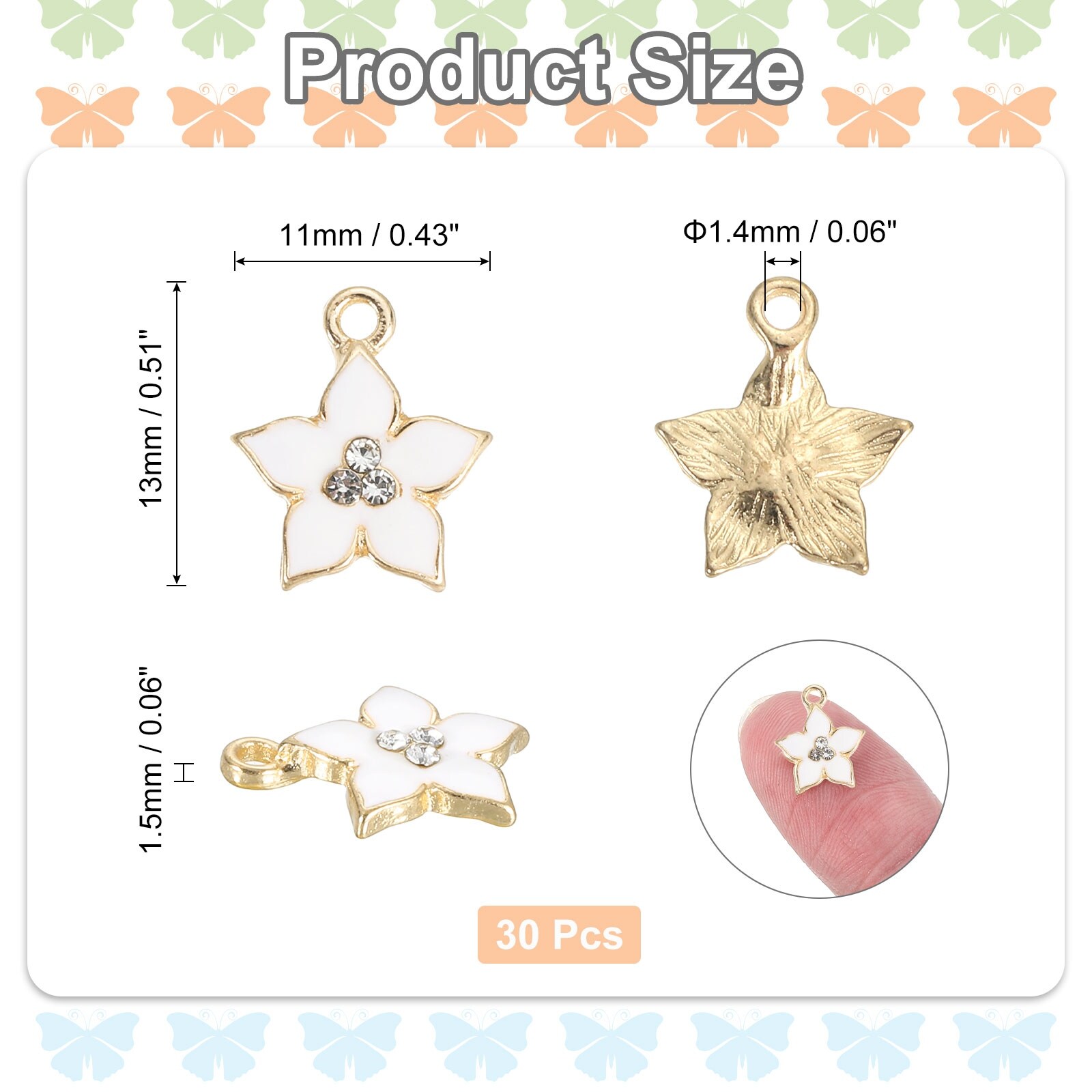 30Pcs Flowers Charm, Alloy Gold Plated Flower Pendant for Jewelry Making DIY Bracelet Necklace Earring