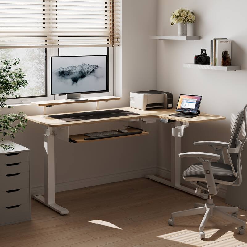 Eureka 61" Modern Home Office L-shaped Desk Electirc Adjustable Standing Corner Desk
