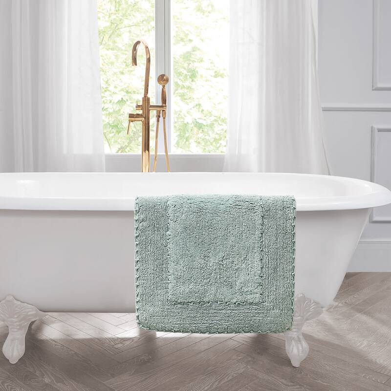 Laura Ashley Ruffle Border Pure Cotton Bath Rugs