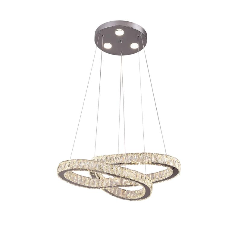 Chrome Metal LED Lighting With Double Twisted Ring Chandelier - N/A