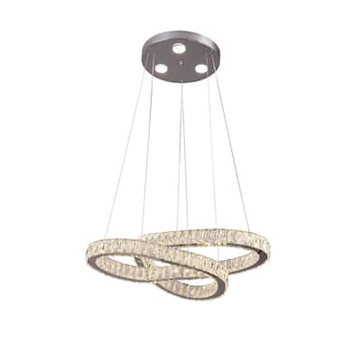 Chrome Metal LED Lighting With Double Twisted Ring Chandelier - N/A