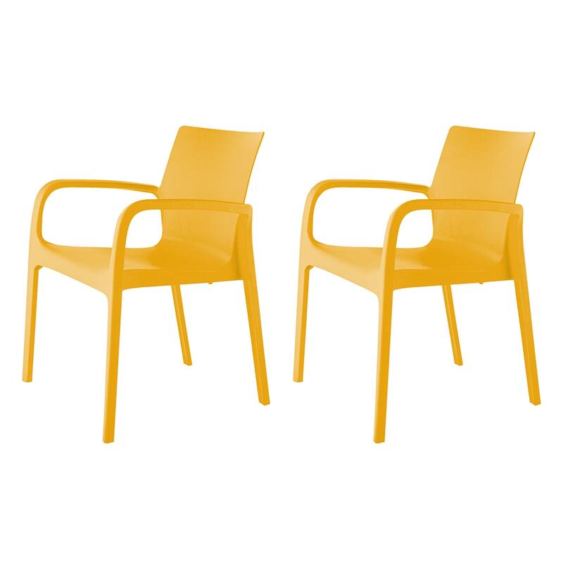 Alissa Resin Stackable All-Weather Dining Armchair, Set of 2 - Gold