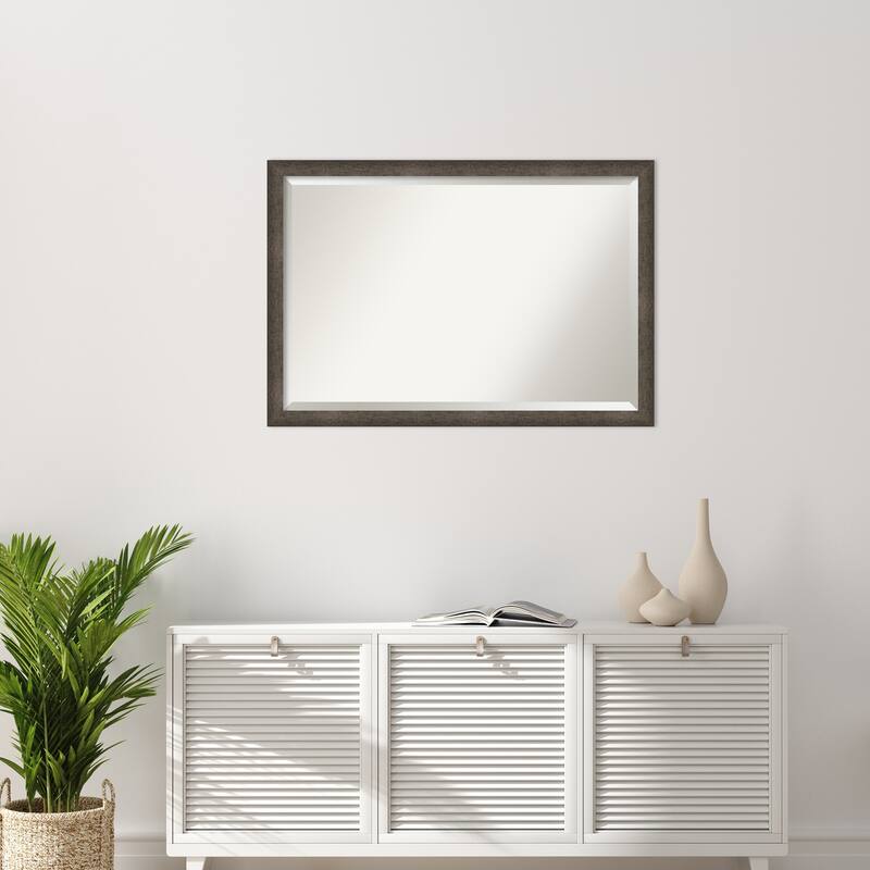 Dappled Narrow Beveled Wood Framed Wall Mirror