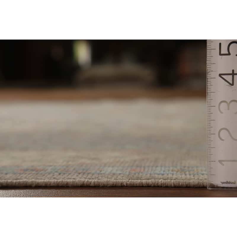Hand Knotted Oriental 100% Wool Carpet Transitional All-Over Beige & Ivories Oushak Area Rug - 9' 3'' X 6' 2''