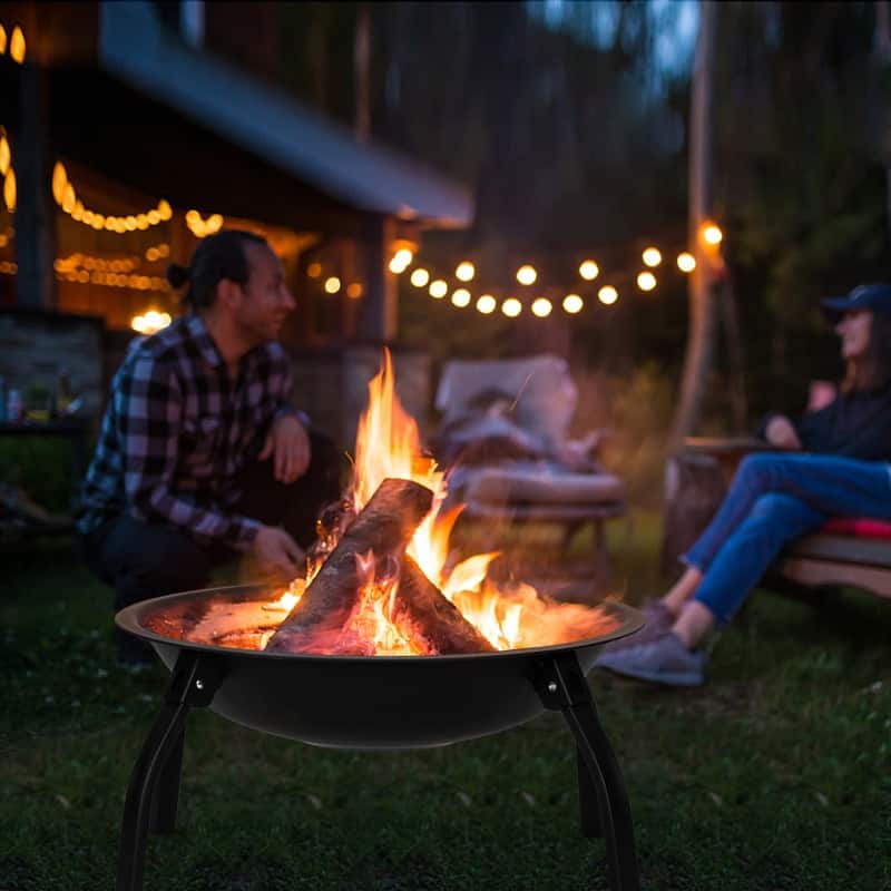 22 inches Foldable Iron Brazier Wood Burning Fire Pit