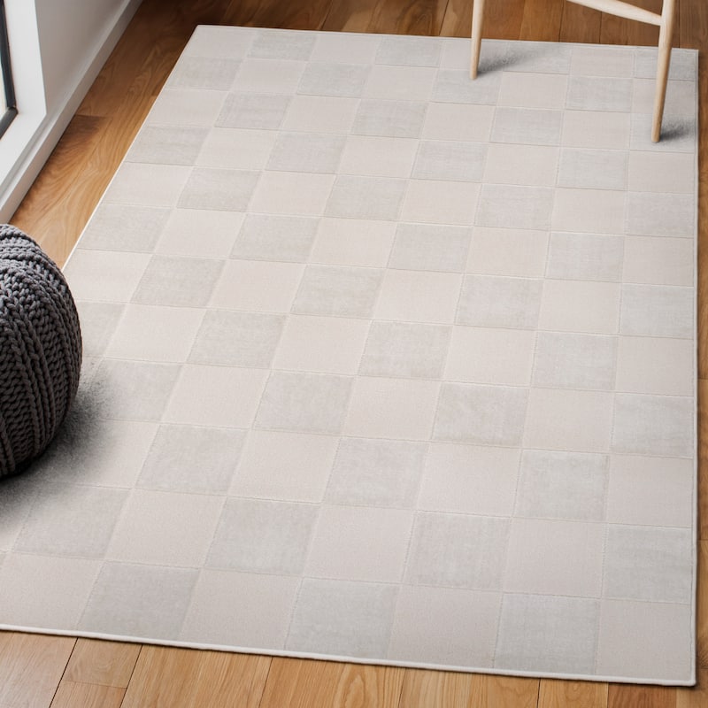 JONATHAN Y Helena Modern Geometric Checkerboard High-Low Area Rug