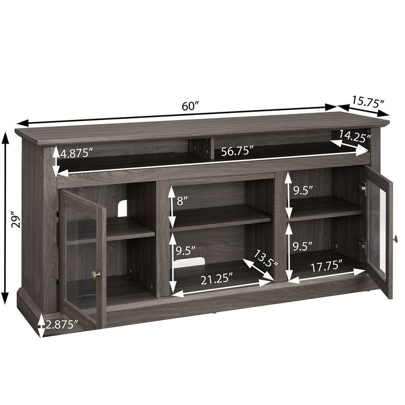 60'' American Traditional Style Contemporary TV Media Stand with Fireplace Insert