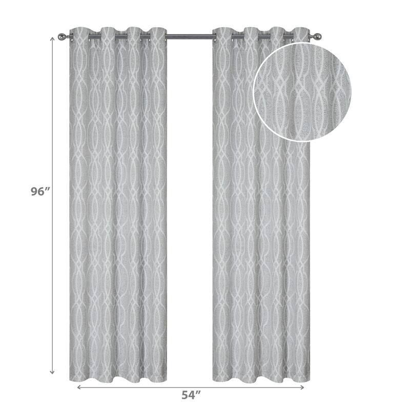 IH Casa Decor Jacquard Panel W 8 Grom Tilde Black 96" - Set of 2 - Taupe