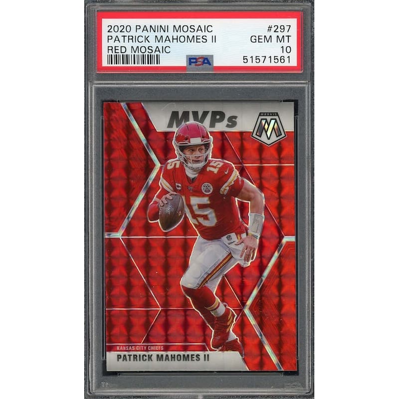 Patrick Mahomes 2020 Panini Mosaic Red Prizm Football Card #297 Graded PSA 10 - 8'6" x 11'6"