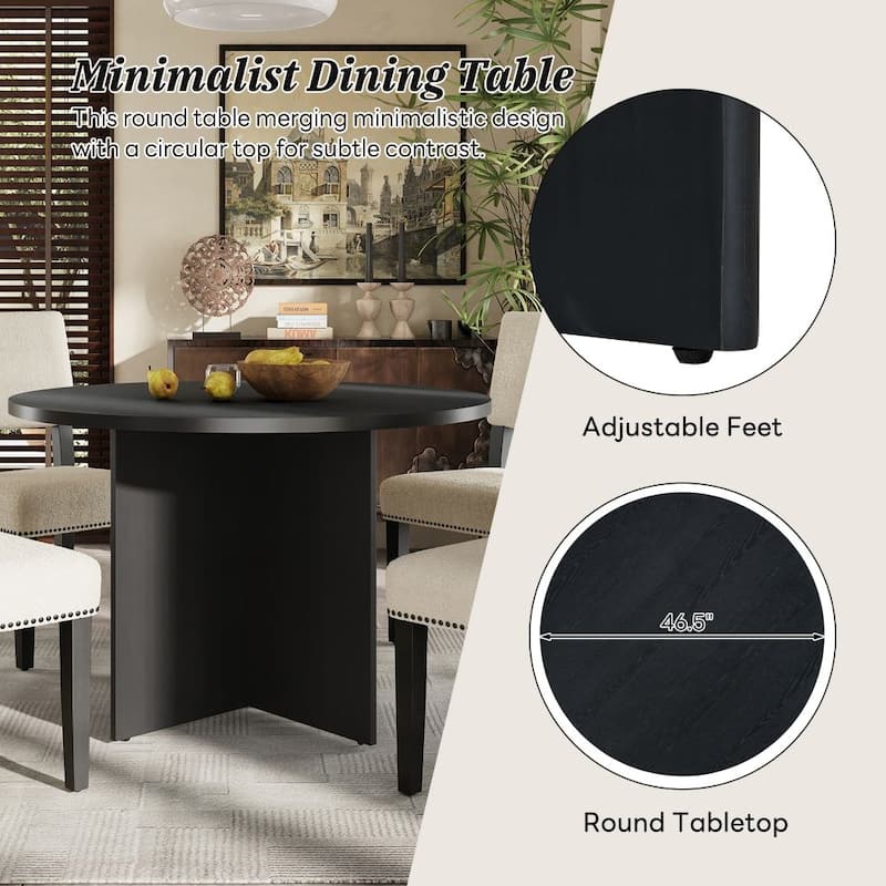 5-Piece Round Dining Table Set with 4 Upholstered Dining Chairs